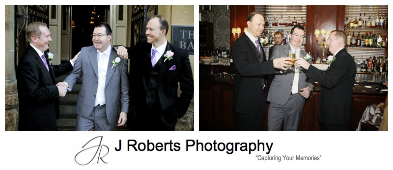 Groom mucking around with his groomsmen - sydney wedding photography 
